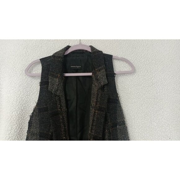 Nanette Lepore Open Front Plaid Shabby Chic Hobo Vest With Pockets Size 4 Gray - Picture 8 of 14